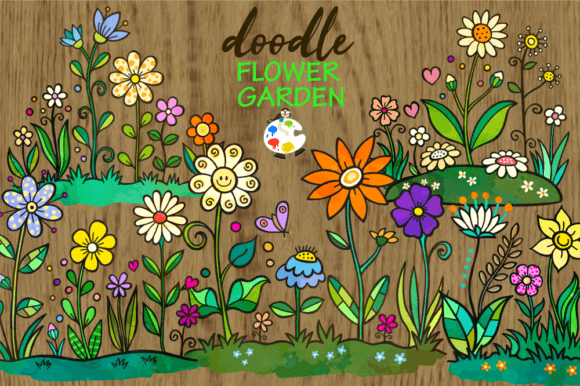 Download Doodle Flower Garden Design Elements - Garden design Collection